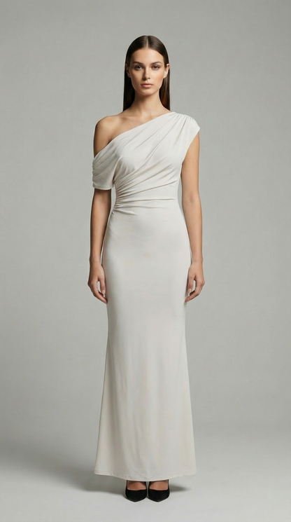 Elegant One-Shoulder Bodycon Maxi Dress – Sleeveless Evening & Prom Dress