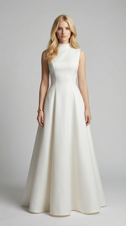 Sleeveless High-Neck A-Line Maxi Wedding & Prom Dress