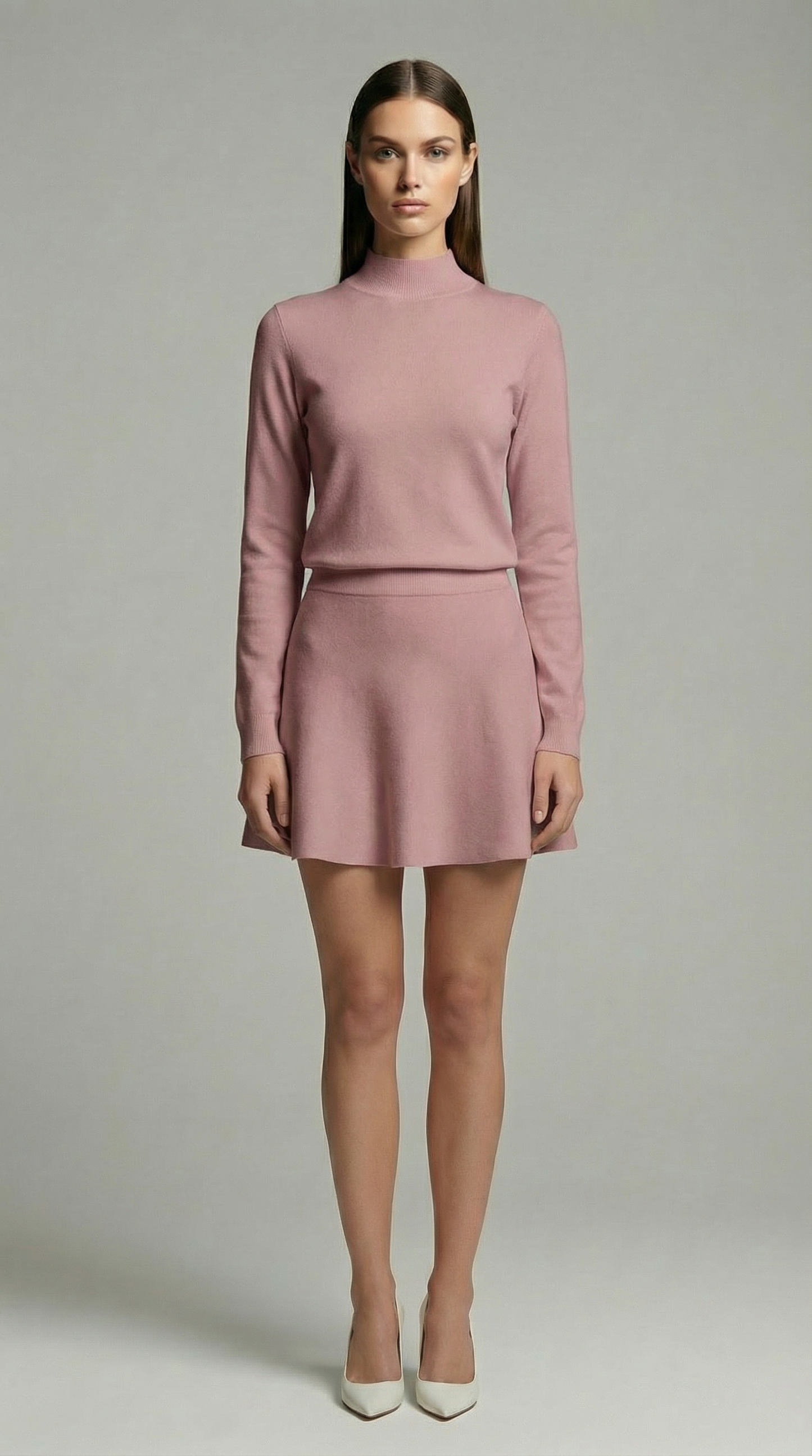 Casual Knit Sweater & A-Line Mini Skirt