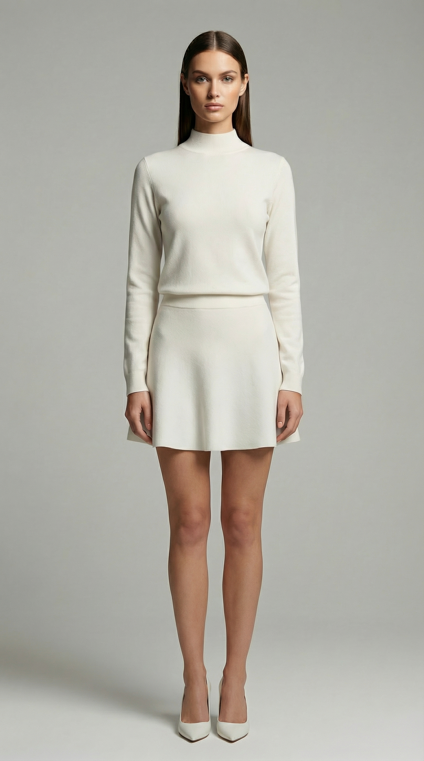 Casual Knit Sweater & A-Line Mini Skirt