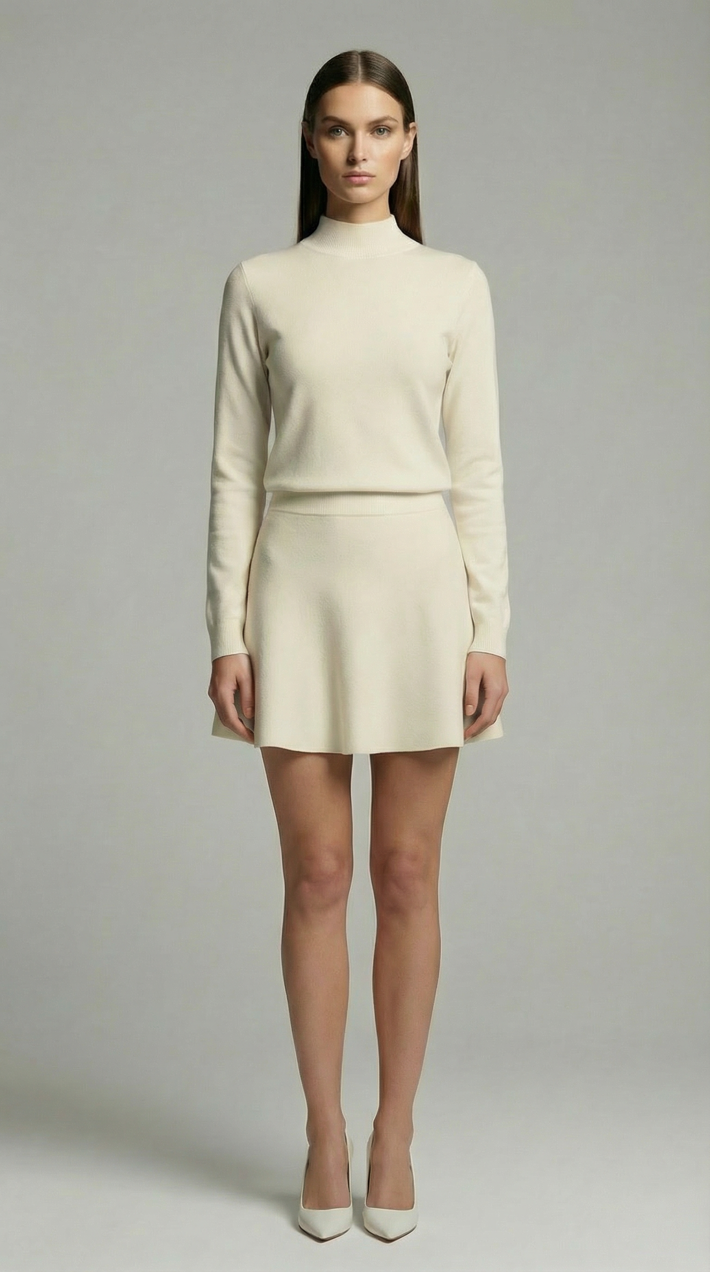 Casual Knit Sweater & A-Line Mini Skirt