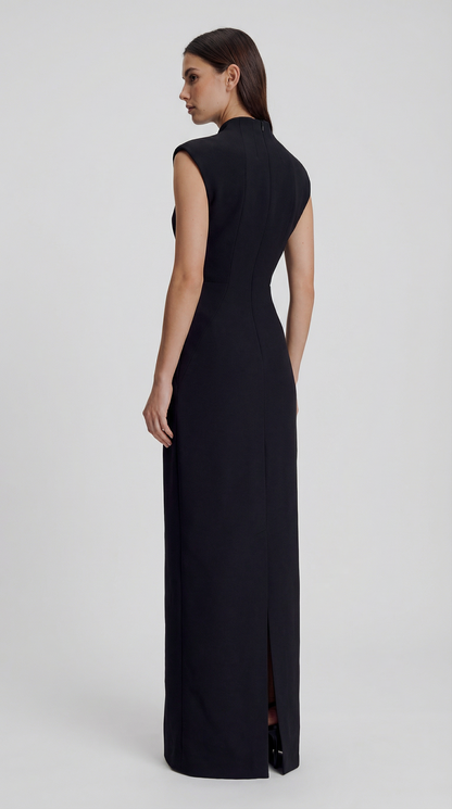 High-Neck Cutout Bodycon Maxi Evening Dress