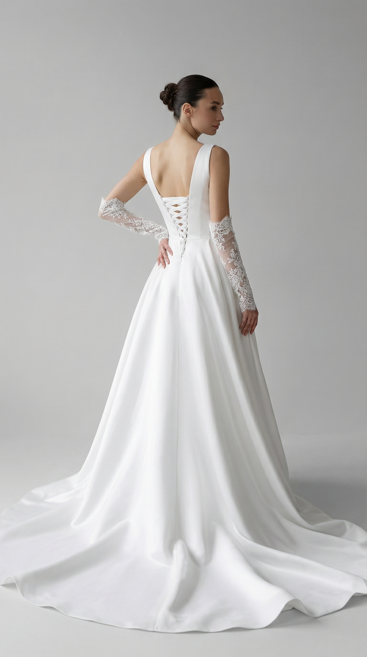 Satin A-Line Square Neck Bridal Wedding Gown