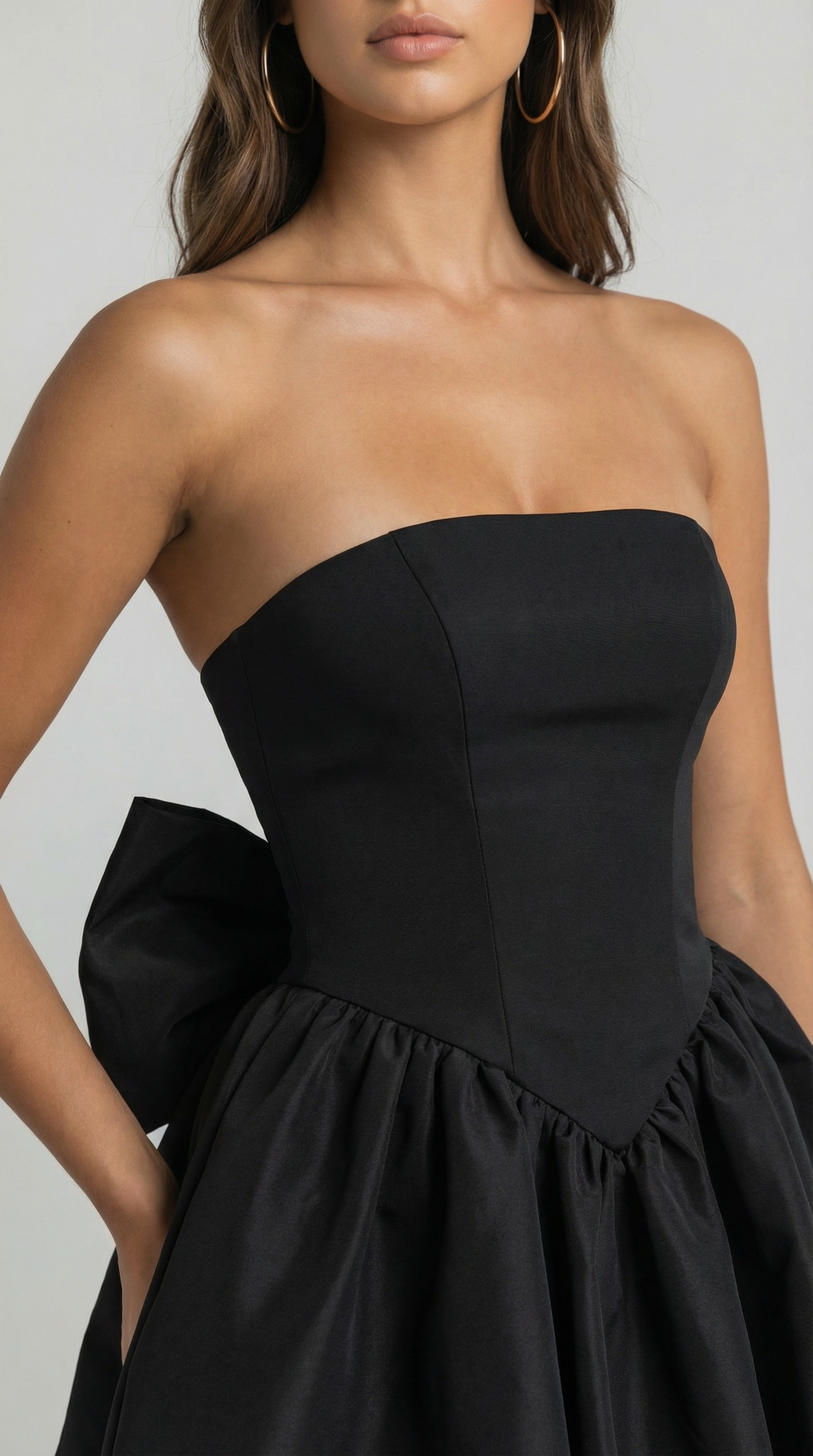 Women Elegant Bow Pearl Mini Dress, Strapless Backless Party