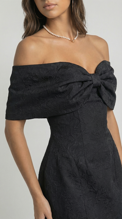 Women Bow Mini Dress, Off Shoulder Backless Bodycon, Off Shoulder Backless