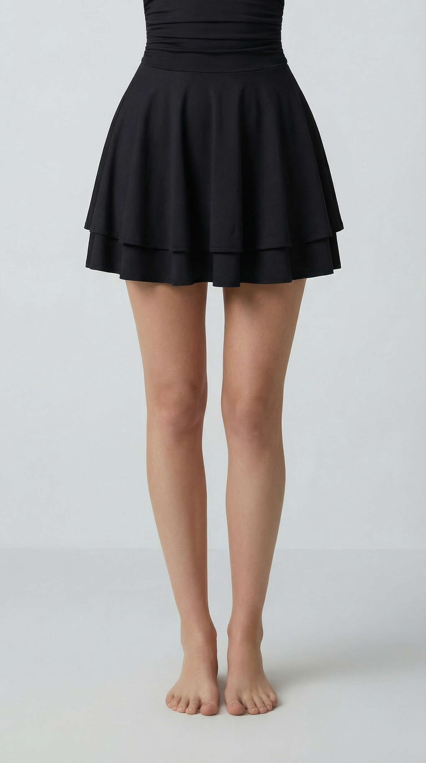 Square Neck Long Sleeve Mini Dress – Slim Fit Bubble Skirt Style