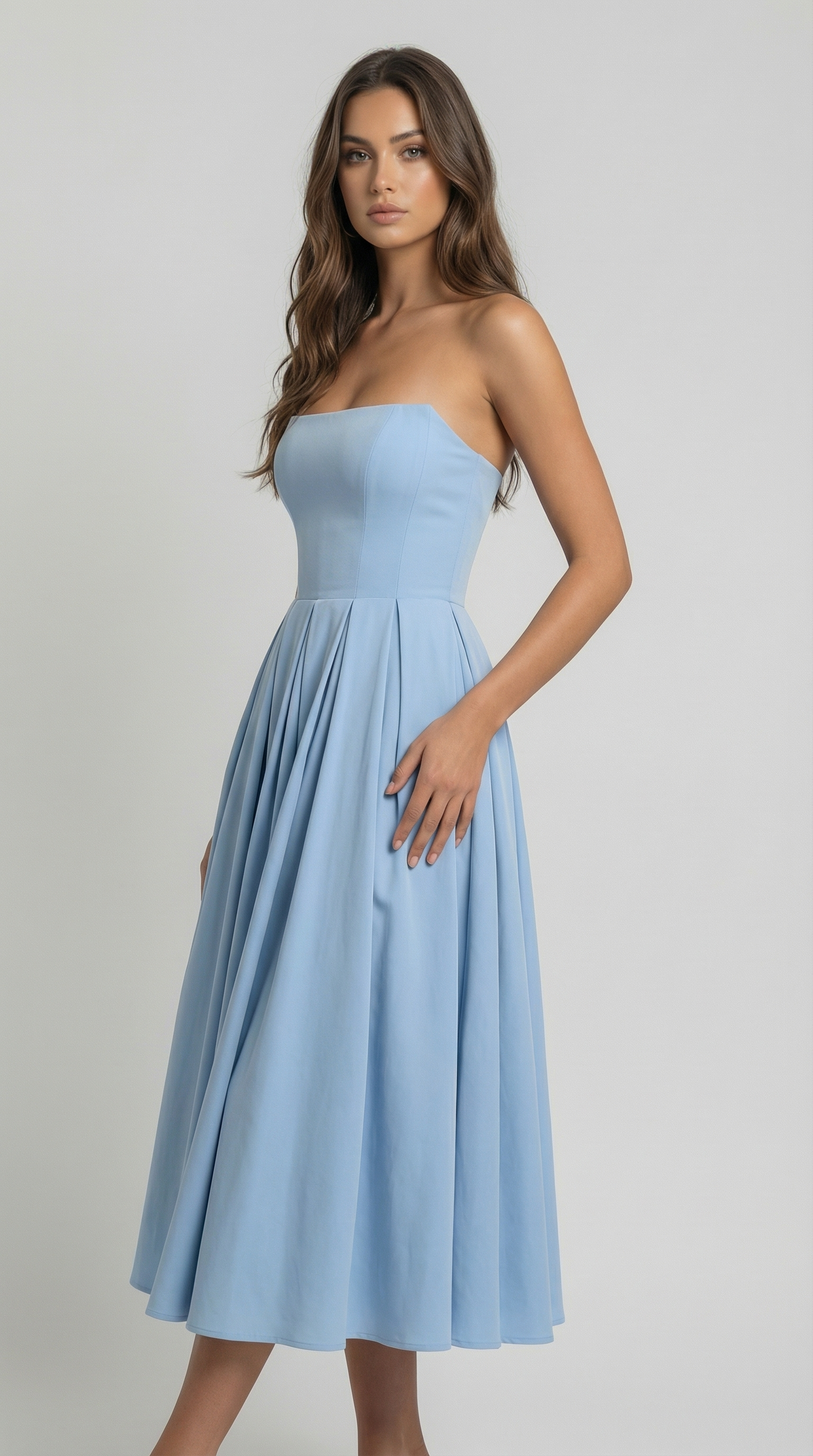 Strapless Corset Flare Midi Dress