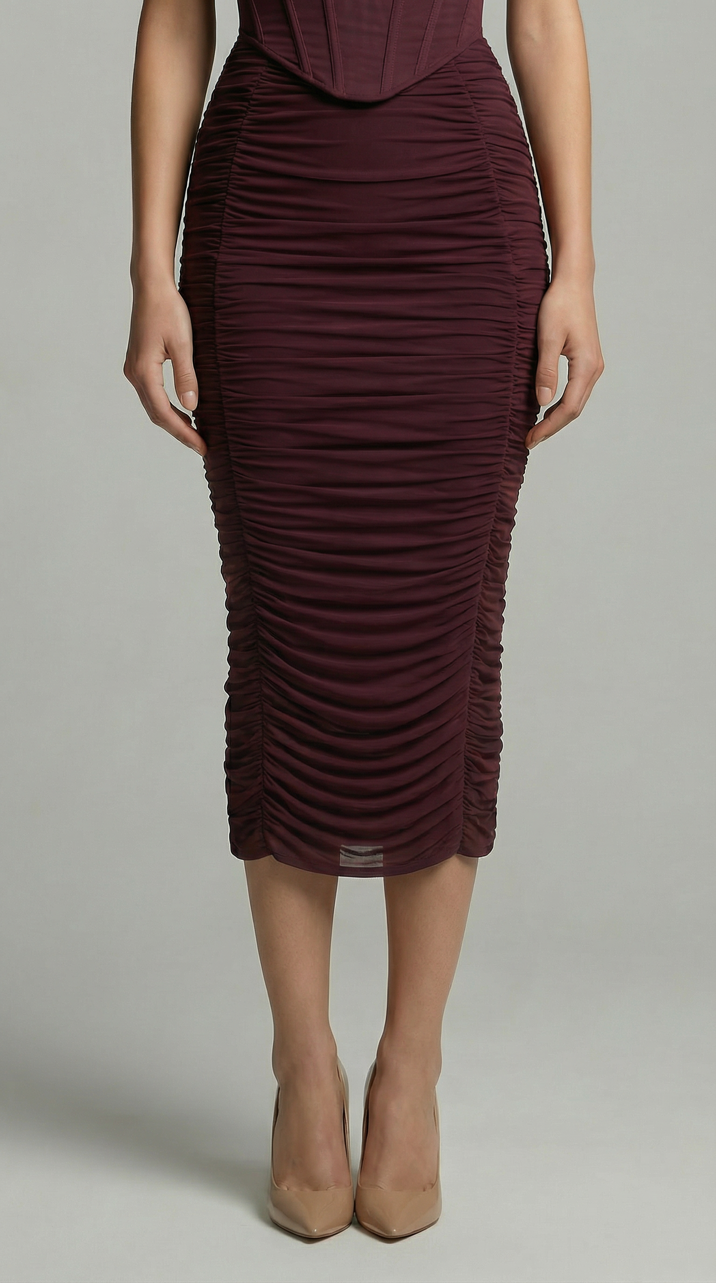 Off-The-Shoulder Ruched Corset Midi Dress – Elegant Bodycon Cocktail Dress