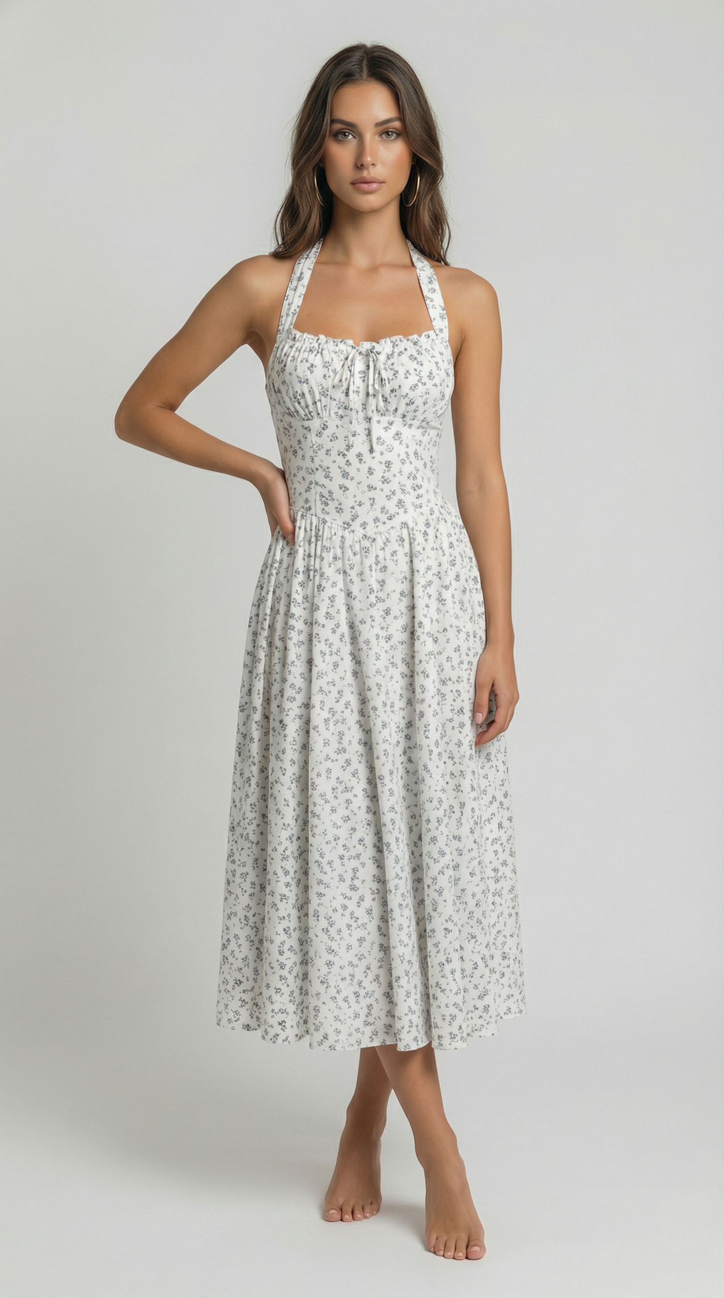 Elegant Strapless A-Line Midi Dress – Summer Holiday Party Dress