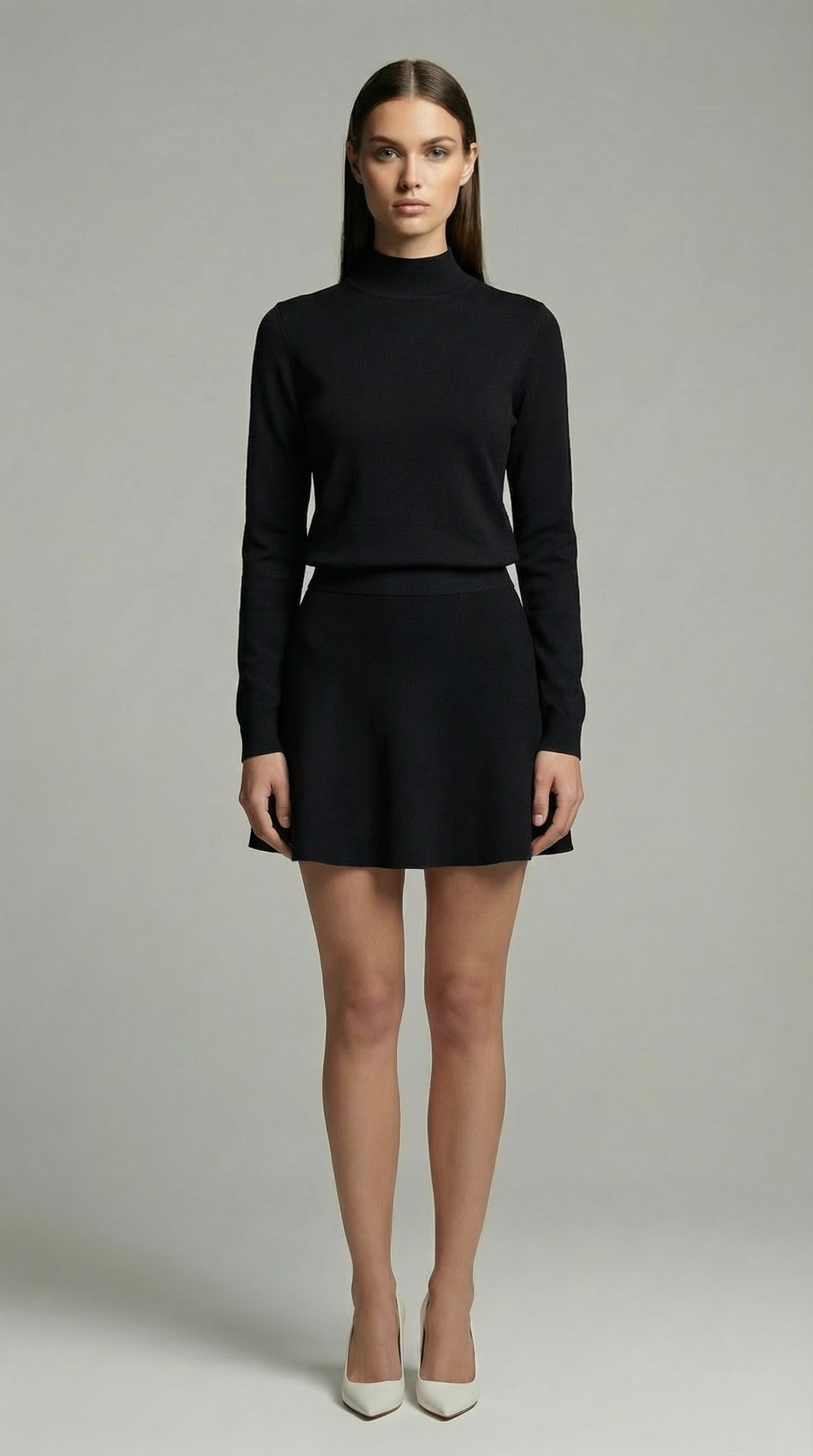 Casual Knit Sweater & A-Line Mini Skirt