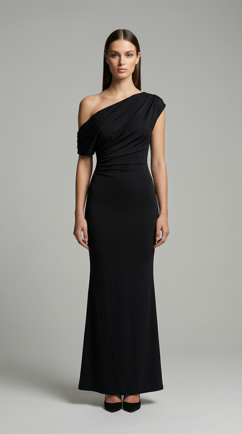 Elegant One-Shoulder Bodycon Maxi Dress – Sleeveless Evening & Prom Dress