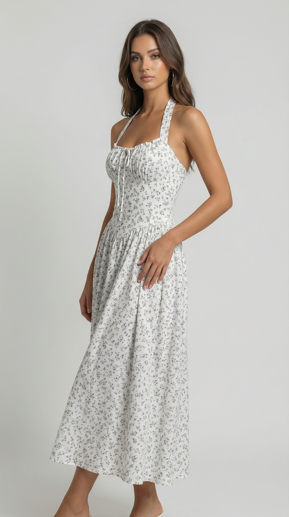 Elegant Strapless A-Line Midi Dress – Summer Holiday Party Dress