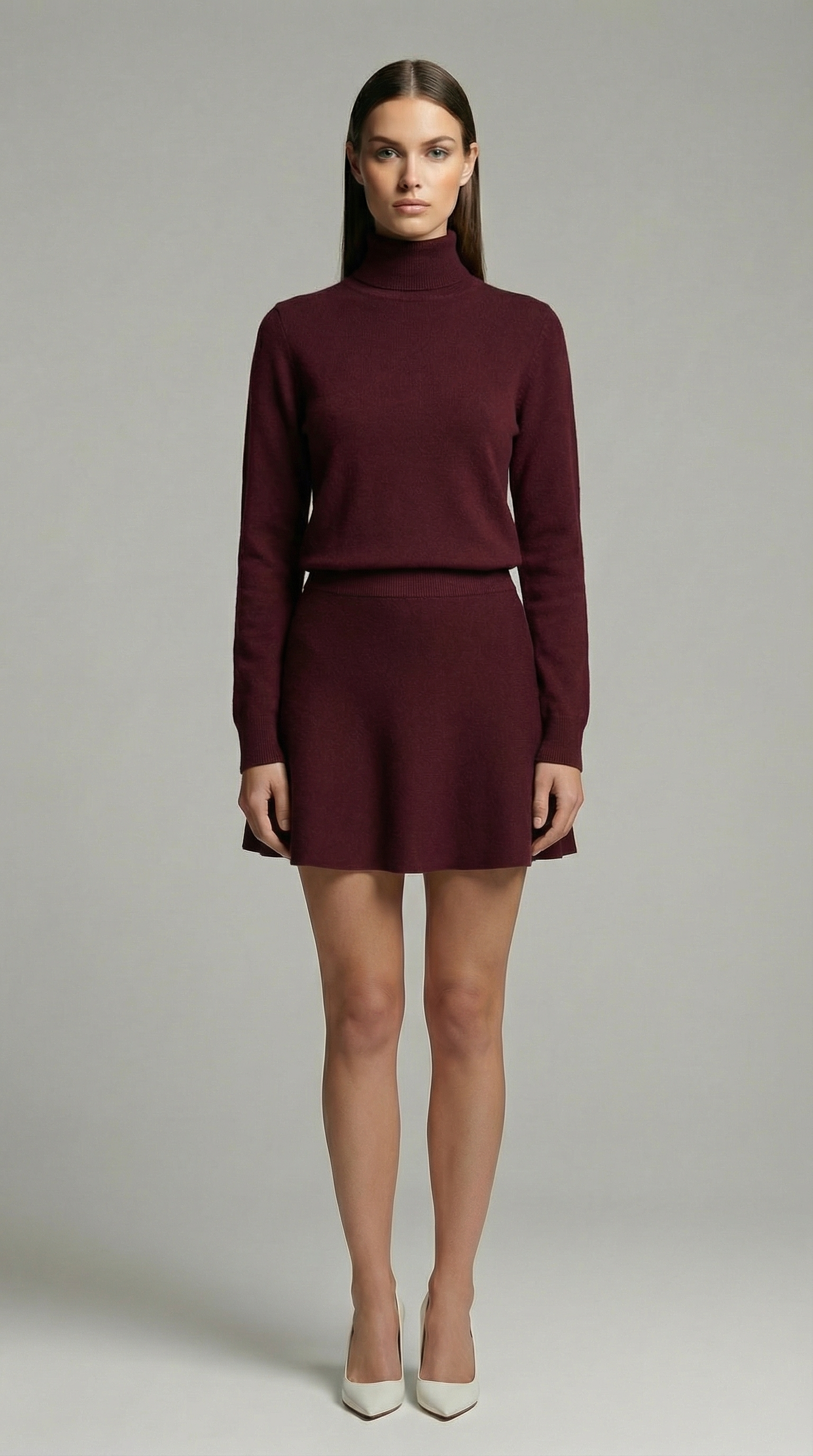 Casual Knit Sweater & A-Line Mini Skirt