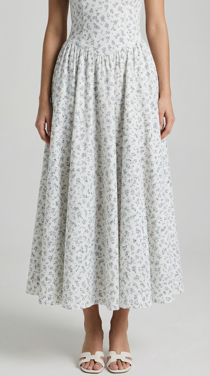 Elegant Strapless A-Line Midi Dress – Summer Holiday Party Dress