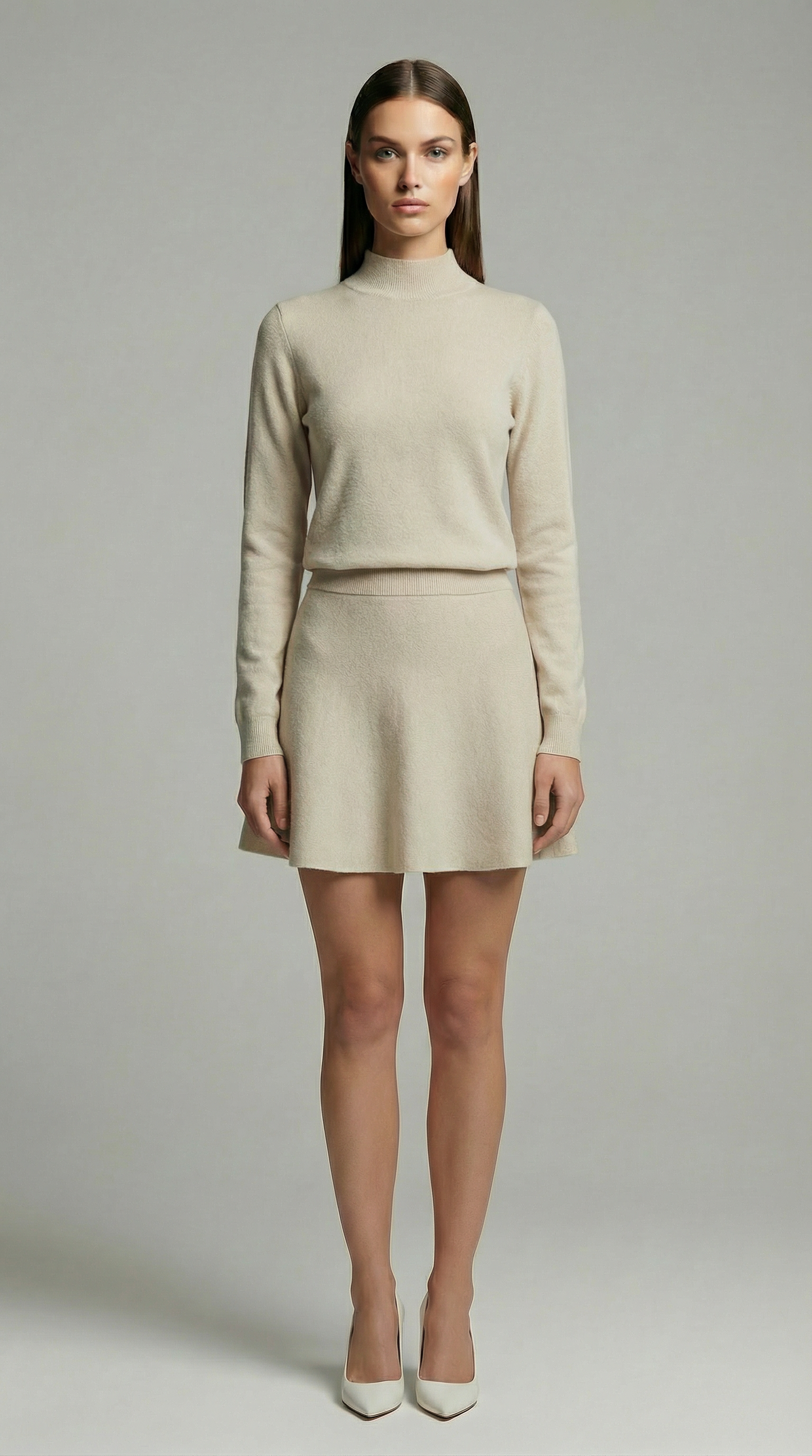 Casual Knit Sweater & A-Line Mini Skirt