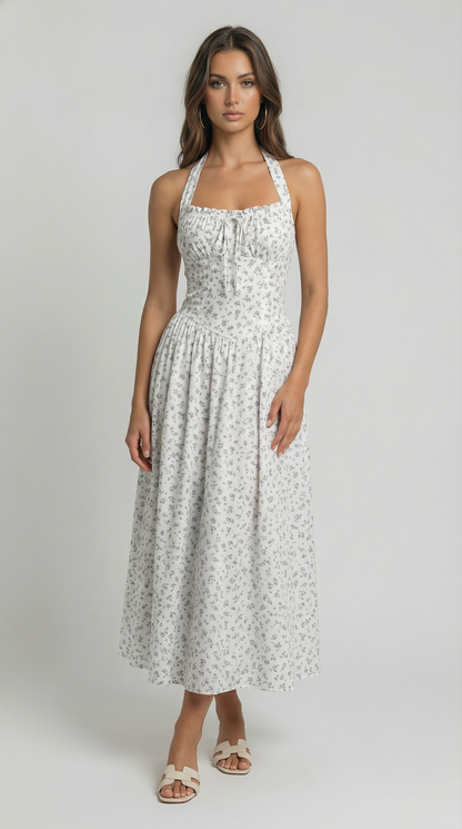 Elegant Strapless A-Line Midi Dress – Summer Holiday Party Dress