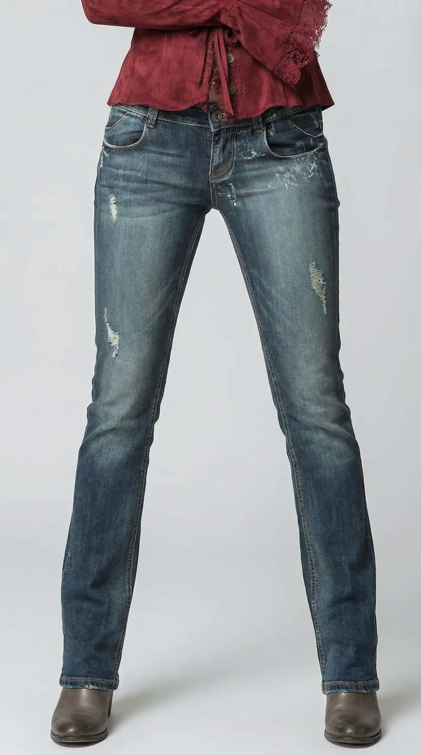 Vintage Lace Trim Polyester Suede Embroidered Blouse