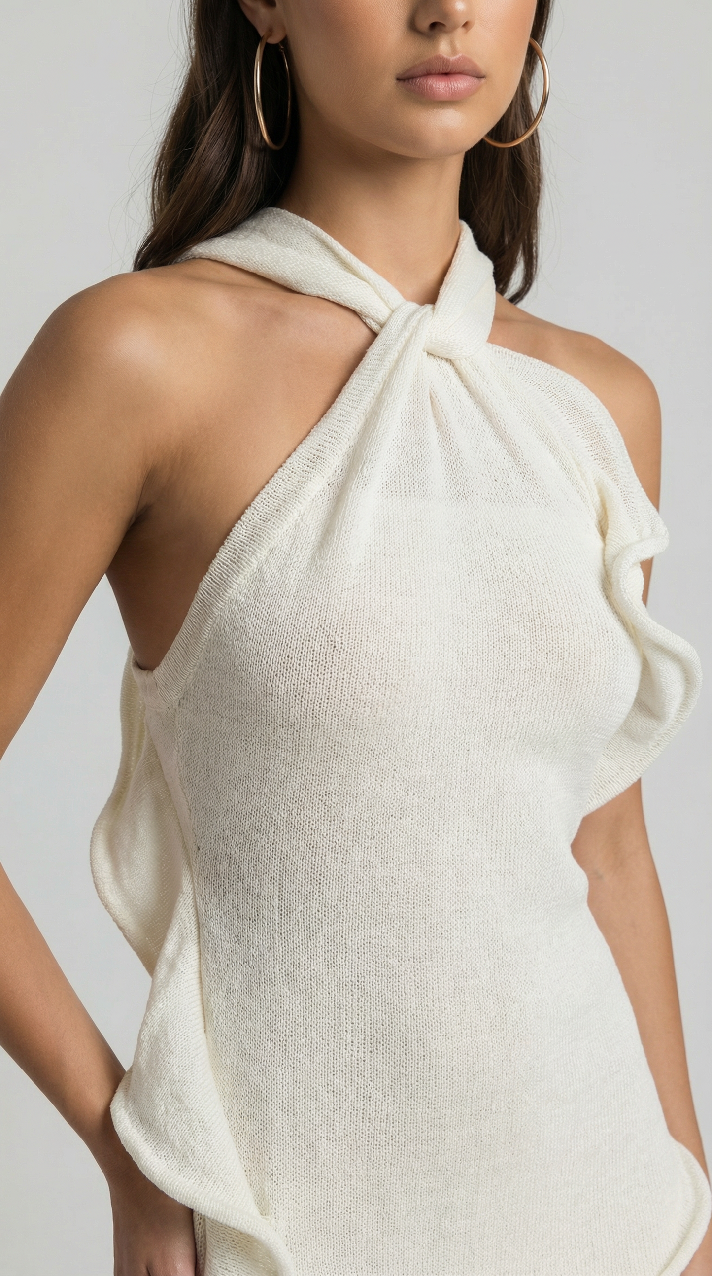 Y2K Crochet Halter Mini Dress Sleeveless Bodycon