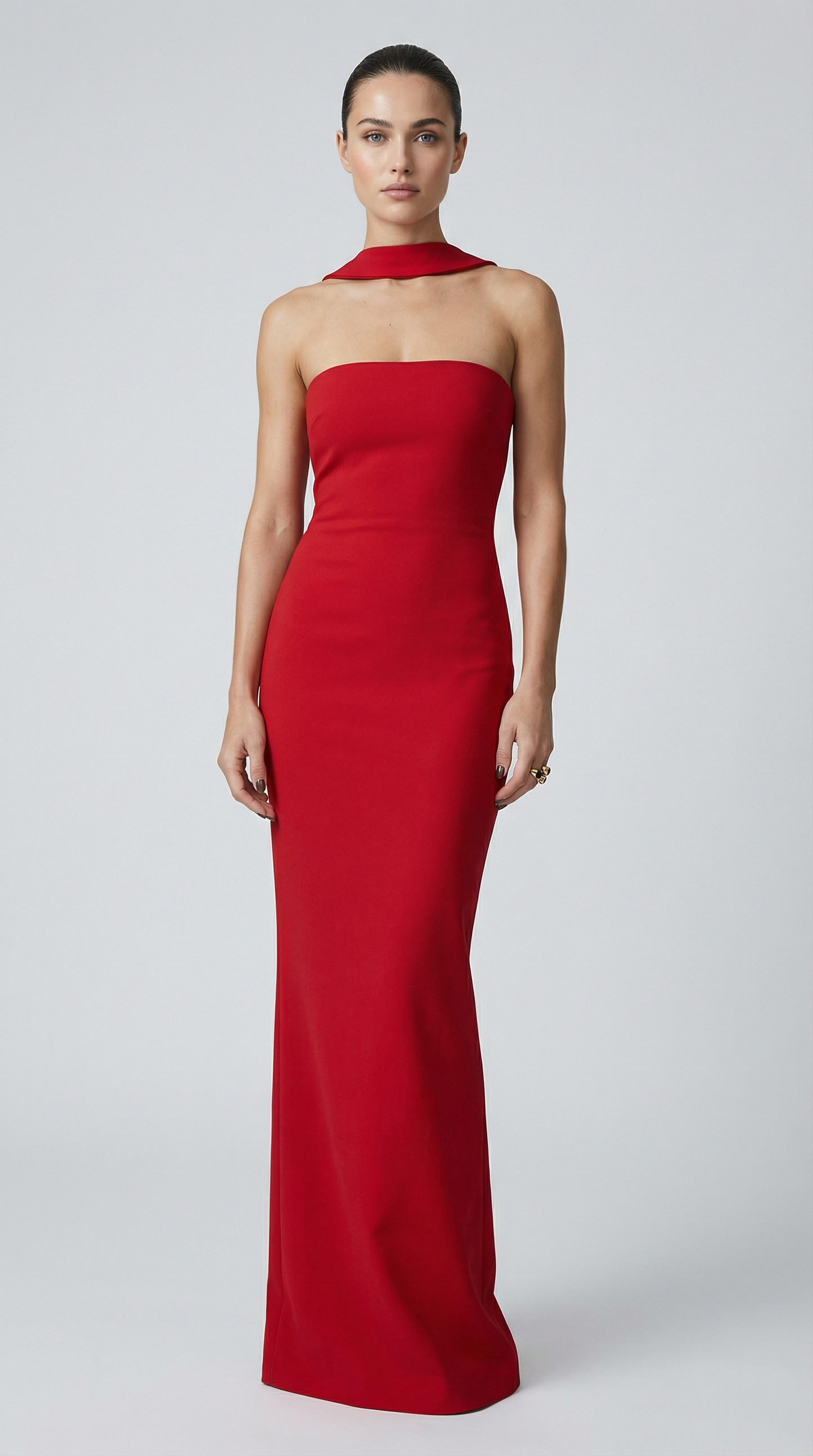 Strapless Halter-Choker Backless Bodycon Maxi Dress