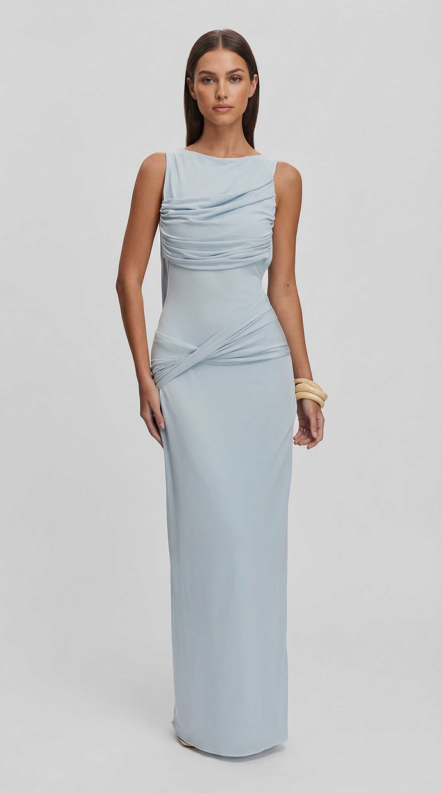 Elegant Ruched Bodycon Maxi Dress