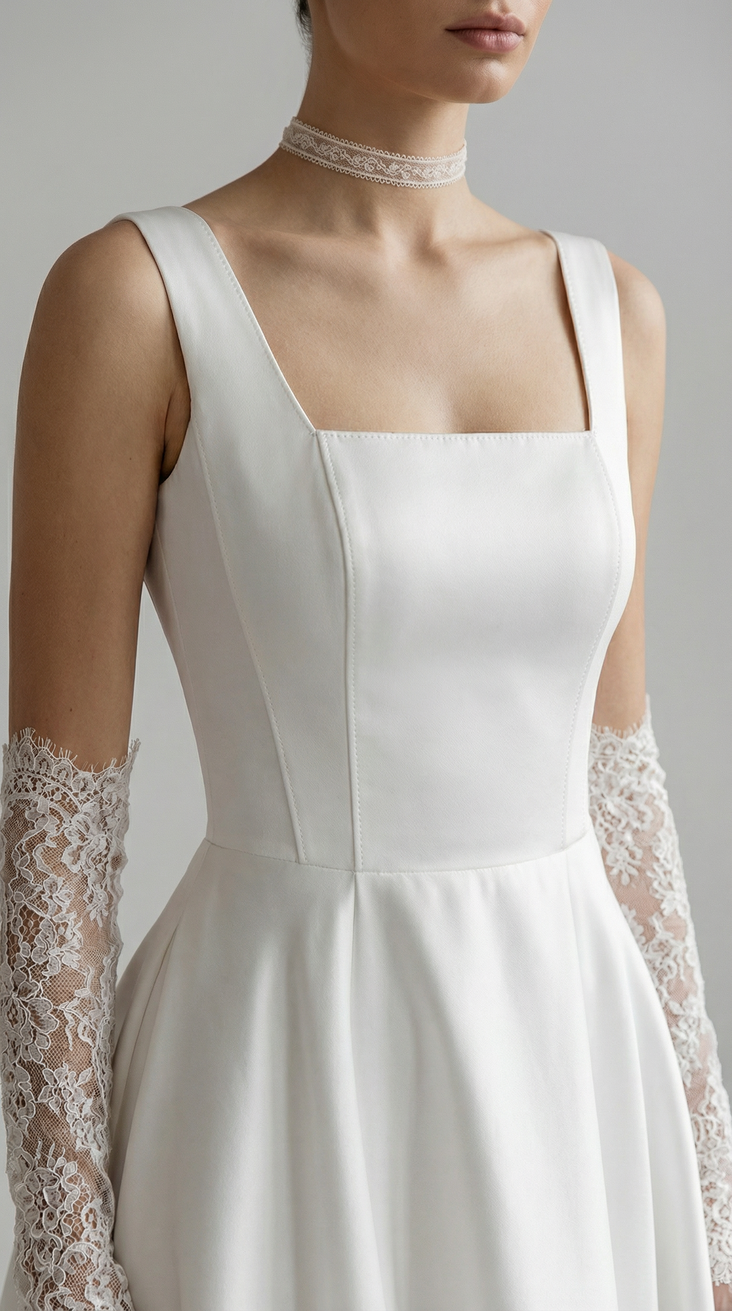 Satin A-Line Square Neck Bridal Wedding Gown